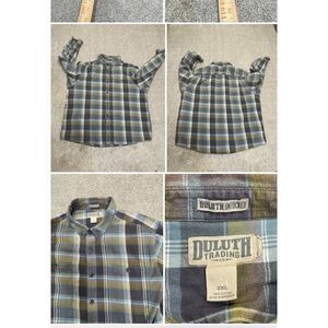 Duluth Trading Co Mens Button Down Heavy Flannel Plaid sz 2XL XXLARGE Shacket